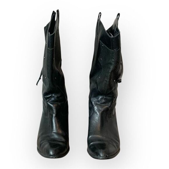 Vintage Black Cowboy Western Boots Fringe Retro 80s 10 - Picture 3 of 10